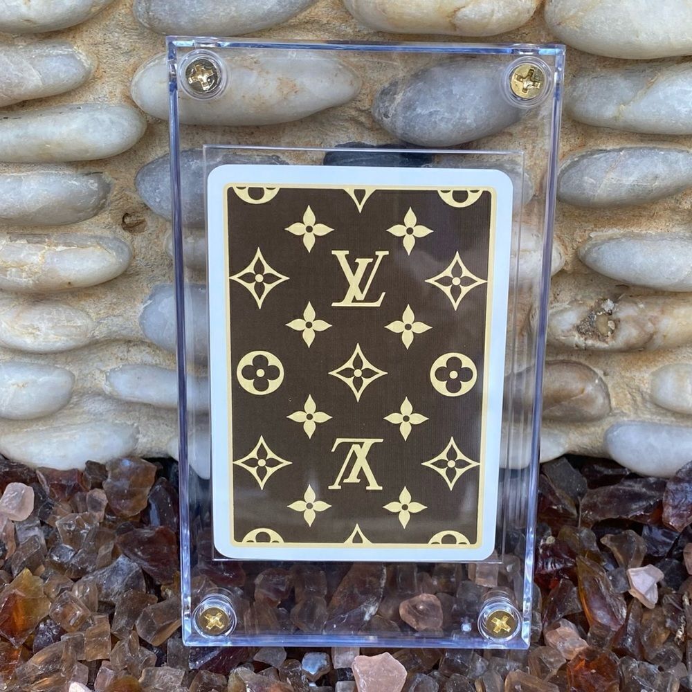 Brown Louis Vuitton (LV) Monogram Ace of Diamonds Playing Card Decor w/Cover